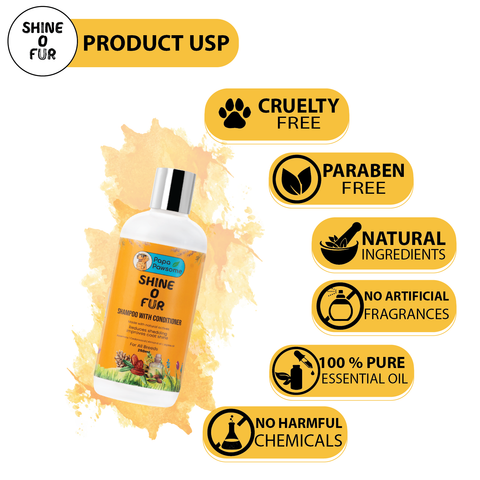 Papa Pawsome Shine O' Fur Shampoo with Conditioner for Dog I 250 ml