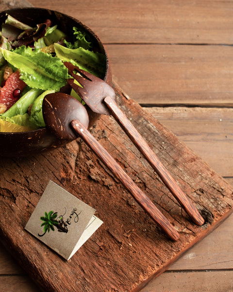 Thenga Coconut Shell Spoon & Fork (Set of 2) | Eco Friendly, Natural & Handmade