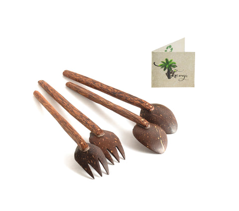 Thenga Coconut Shell Spoon & Fork (Set of 2) | Eco Friendly, Natural & Handmade