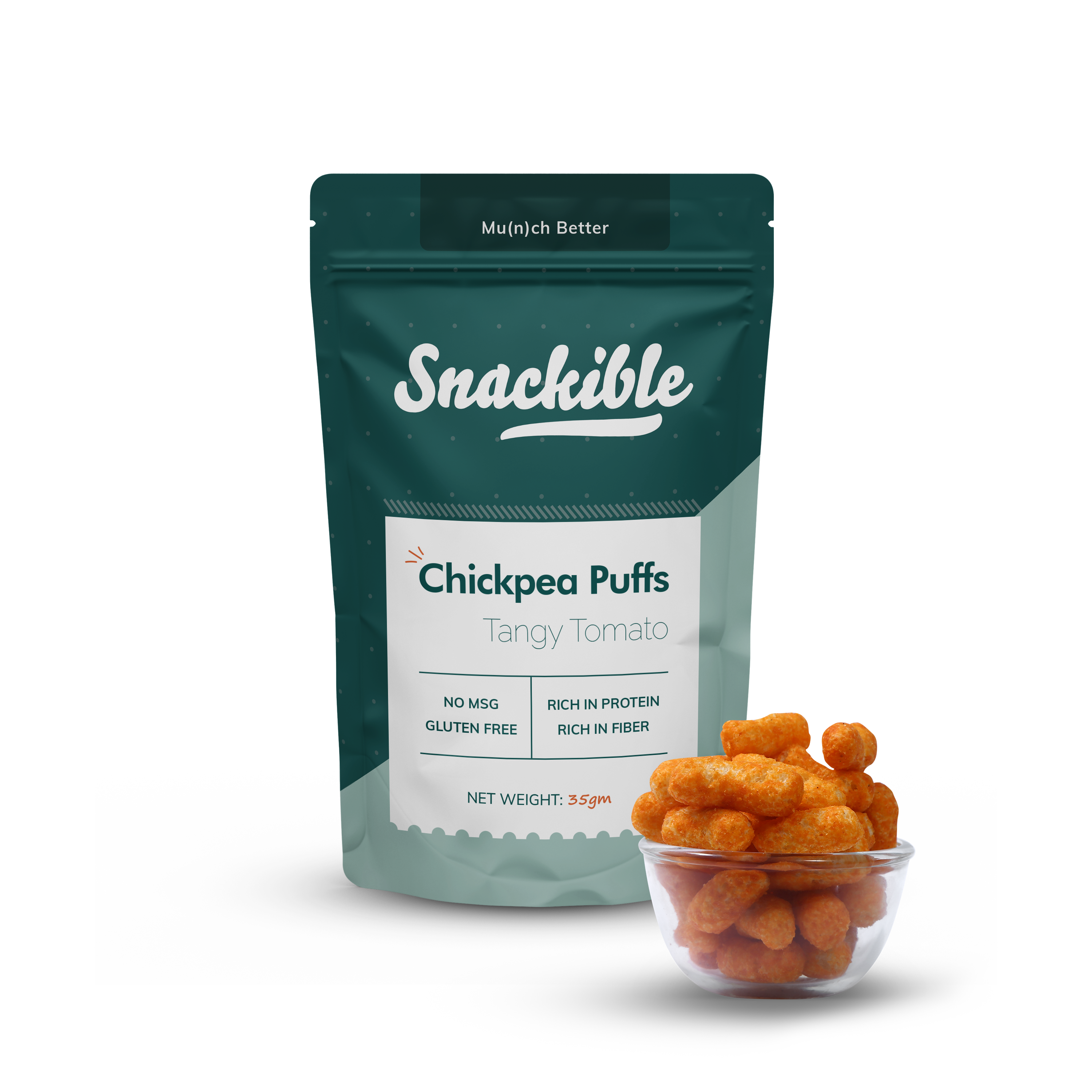 Snackible Chickpea Puffs | Tangy Tomato | Pack of 4 | 35gm each