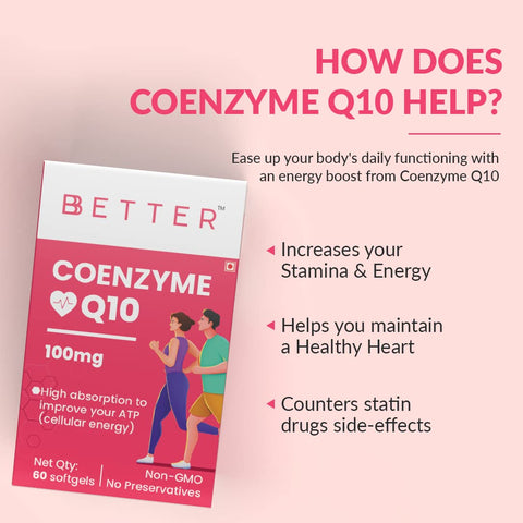 BBetter Coenzyme Q10 I 100mg I For healthy heart and stamina I 60 capsules